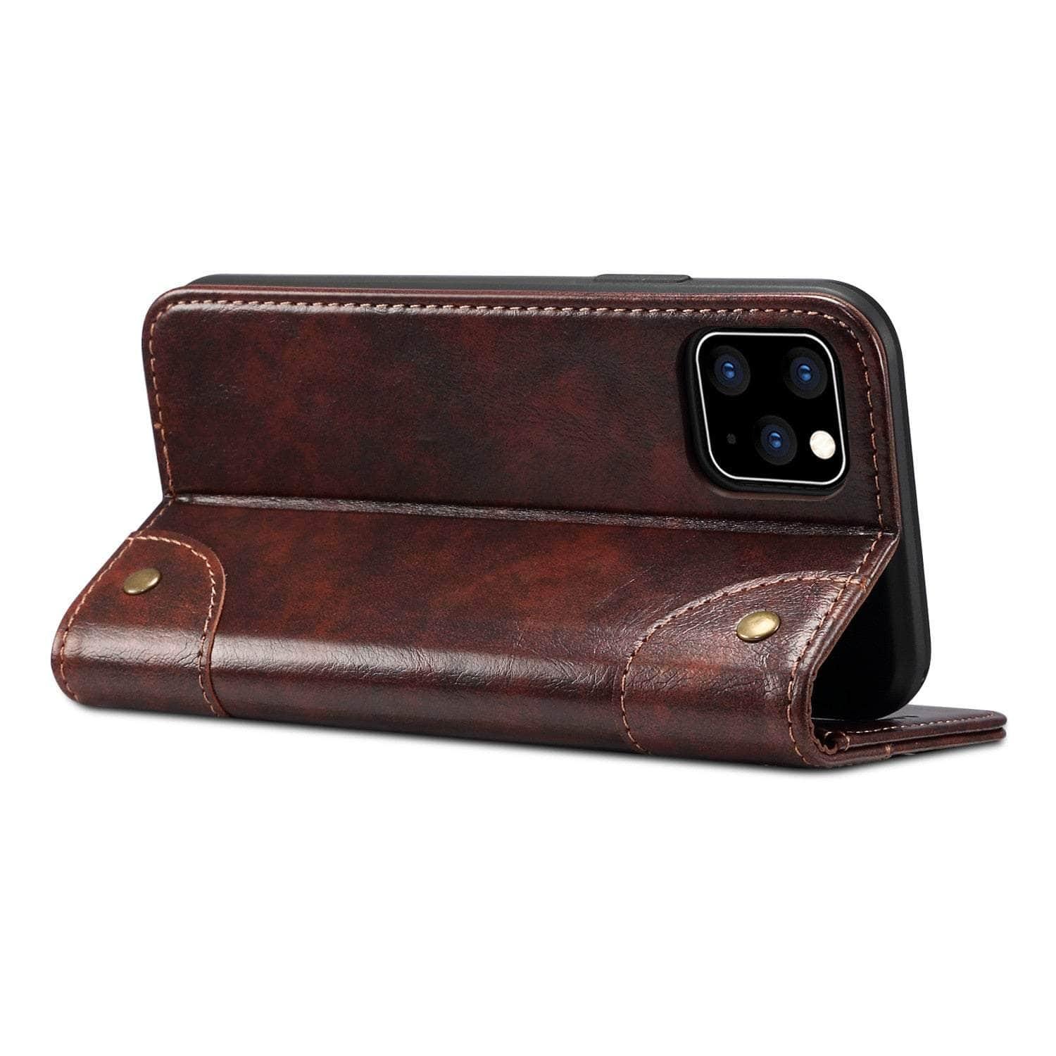 Casebuddy Classic iPhone 15 Pro Max Wallet Flip Genuine Leather Case