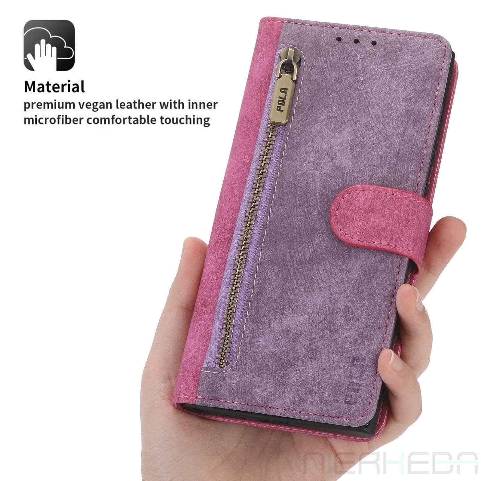 Casebuddy Purple or Pink / Samsung A24 Galaxy A24 Anti-Theft Brush Leather Case