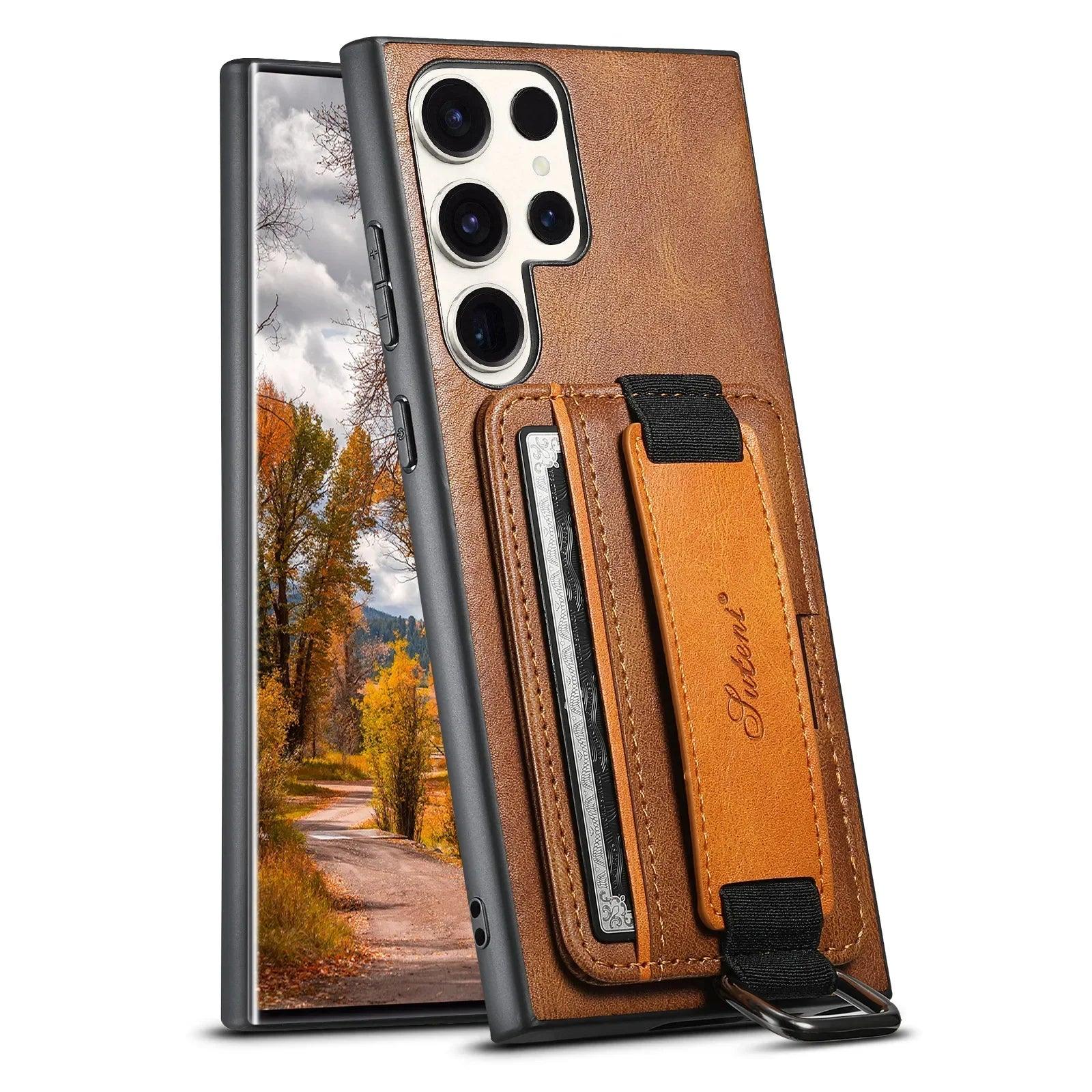 Galaxy S24 Leather Bracket Wristband Case