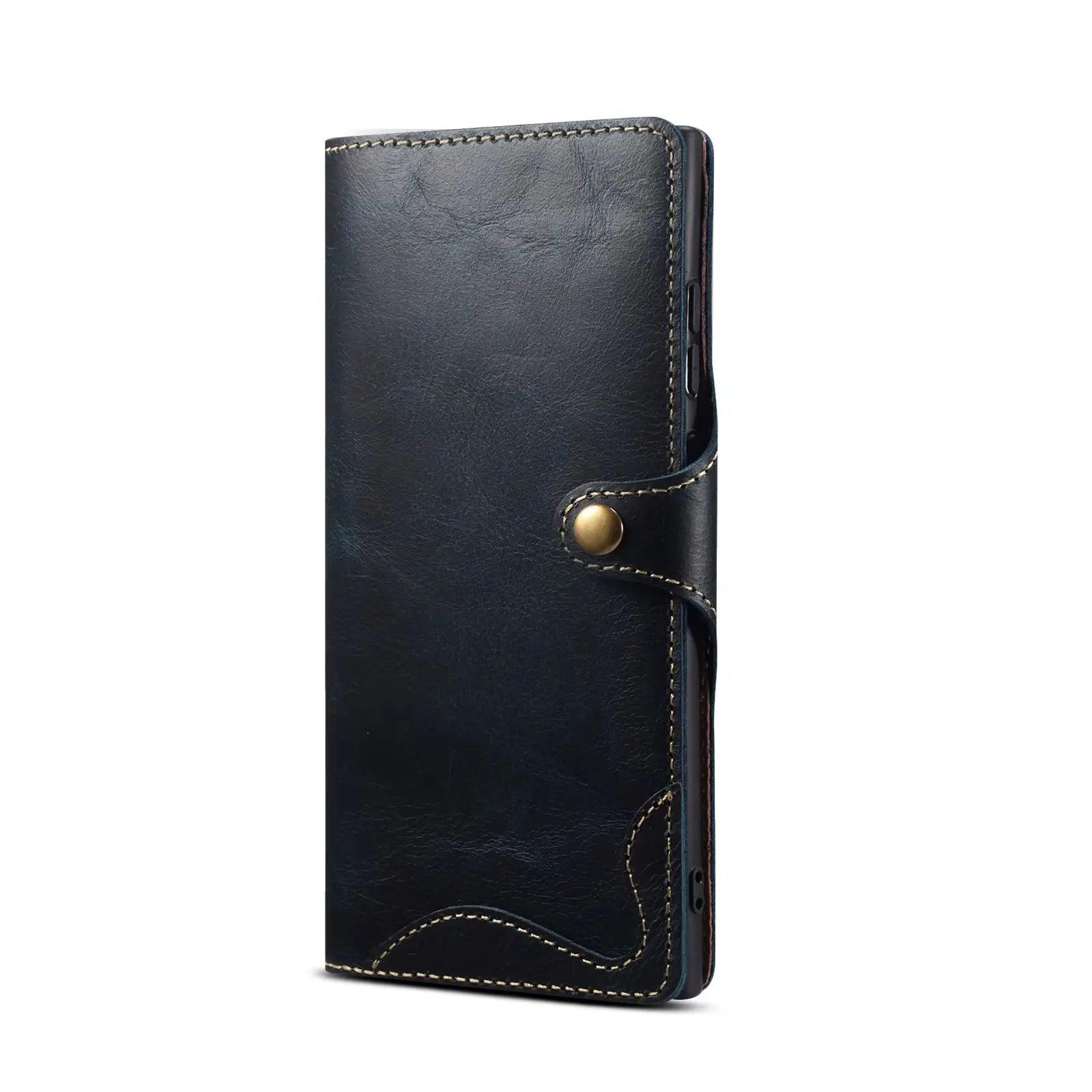 Casebuddy Blue / Galaxy S24 Ultra Galaxy S24 Ultra Real Cowhide Leather Wallet Case