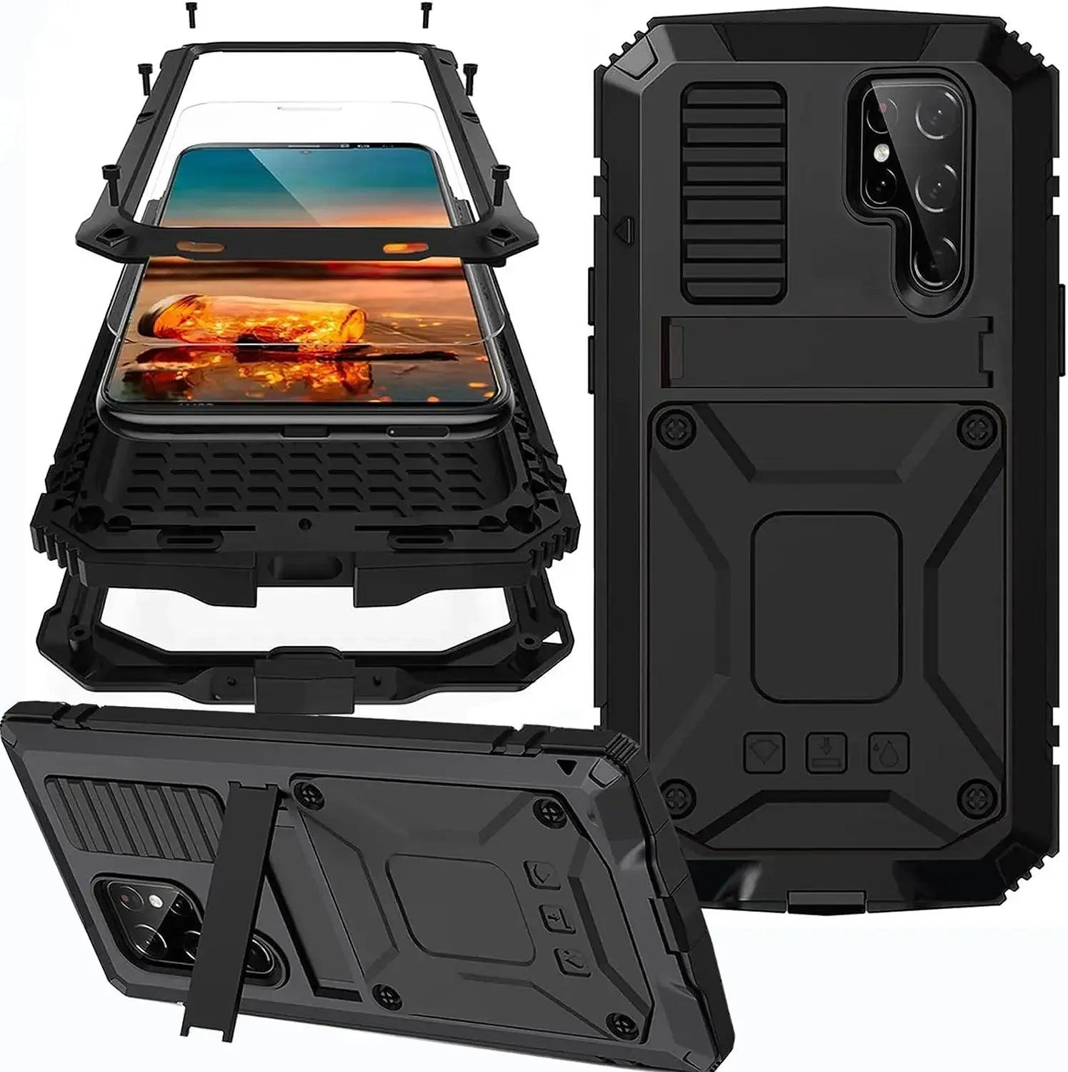 Casebuddy black / For Samsung S24Ultra Galaxy S24 Ultra Rugged Military Metal Case