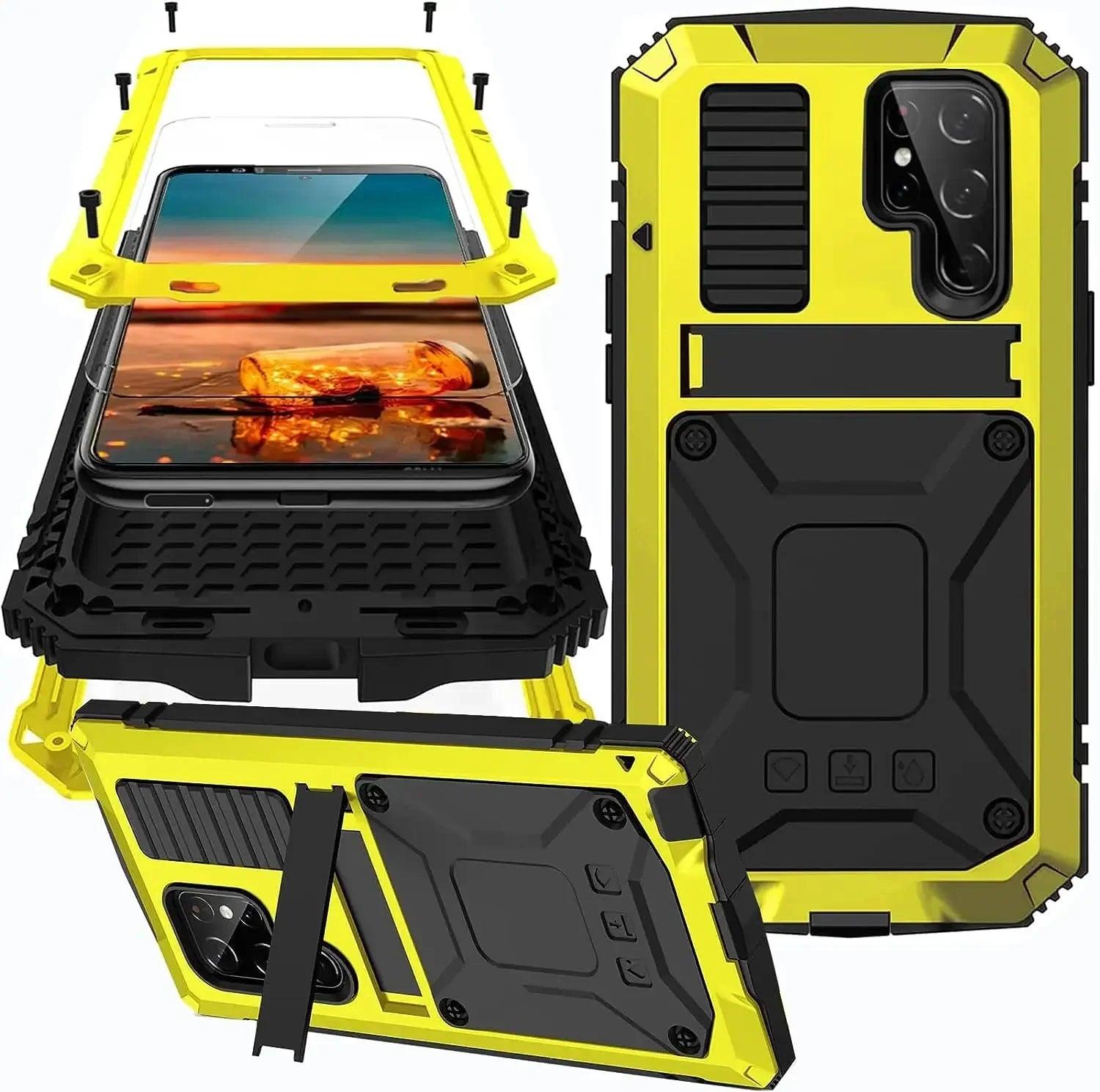 Casebuddy Yellow / For Samsung S24Ultra Galaxy S24 Ultra Rugged Military Metal Case