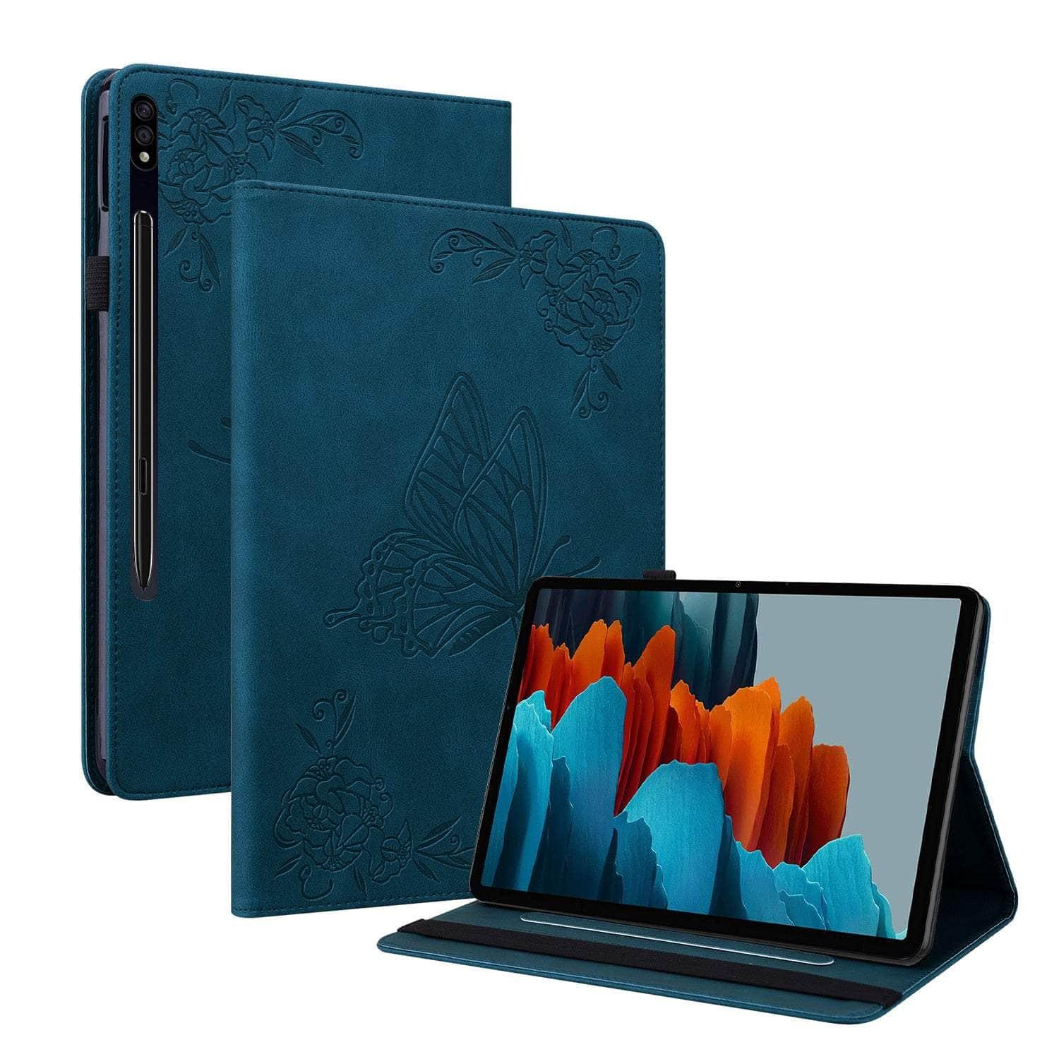 Casebuddy Blue / Tab S9 11 inch Galaxy Tab S9 2023 Vegan Leather Butterfly Cover