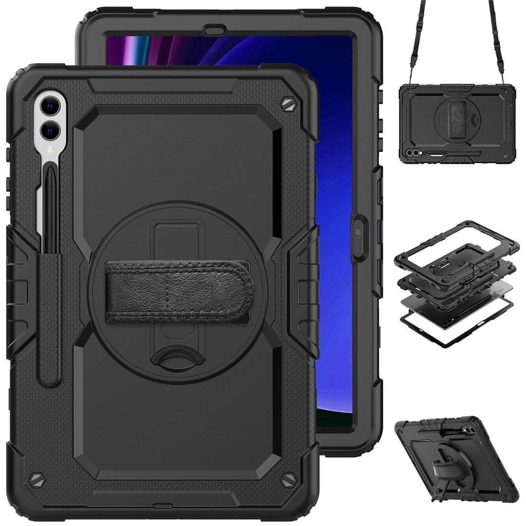 Casebuddy Black / galaxy tab s9 plus Galaxy Tab S9 Plus Heavy Duty Kickstand Strap Case