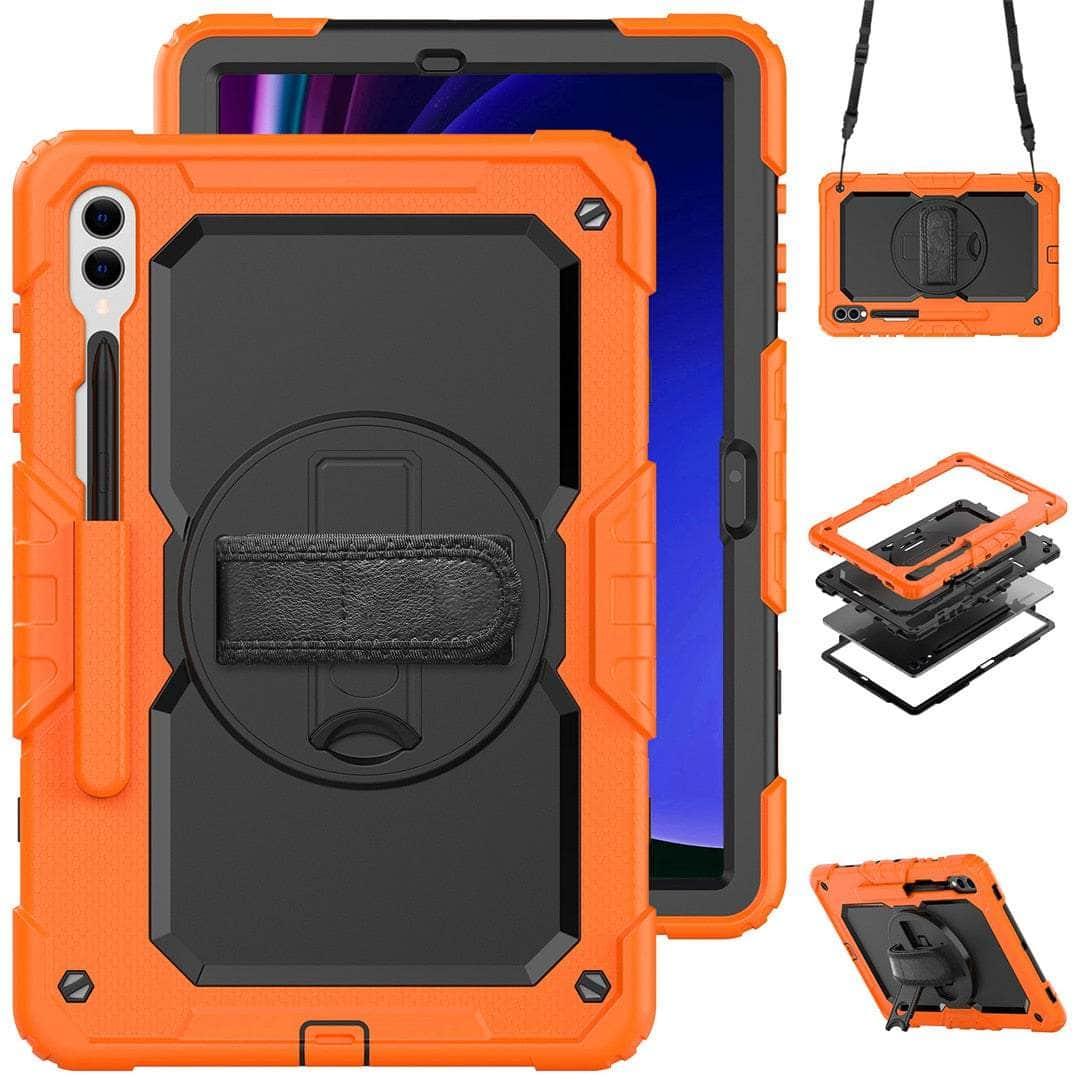 Casebuddy Orange / galaxy tab s9 plus Galaxy Tab S9 Plus Heavy Duty Kickstand Strap Case