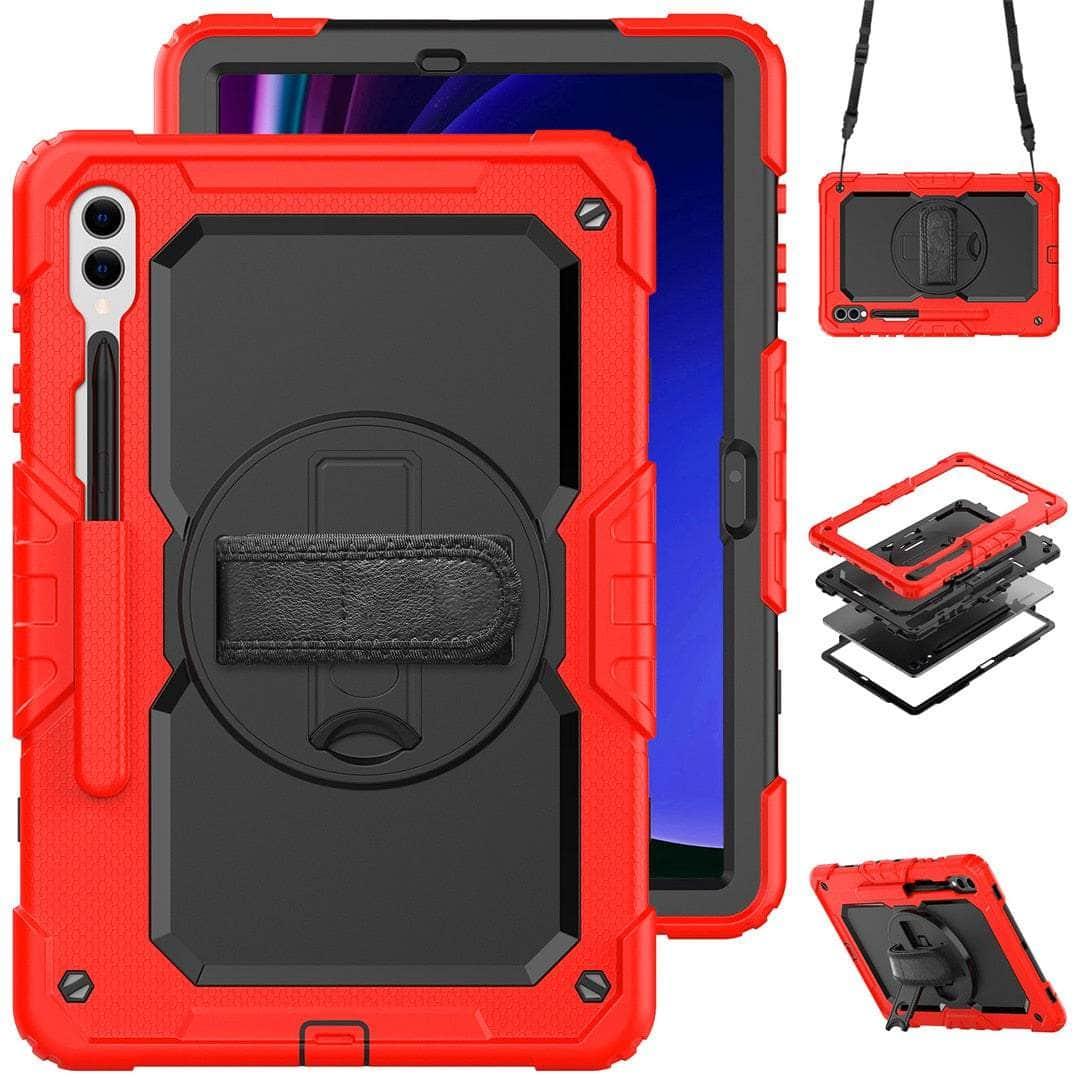 Casebuddy Red / galaxy tab s9 plus Galaxy Tab S9 Plus Heavy Duty Kickstand Strap Case