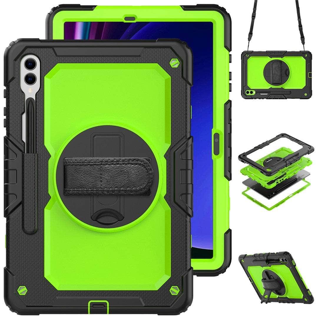 Casebuddy PC Green / galaxy tab s9 plus Galaxy Tab S9 Plus Heavy Duty Kickstand Strap Case