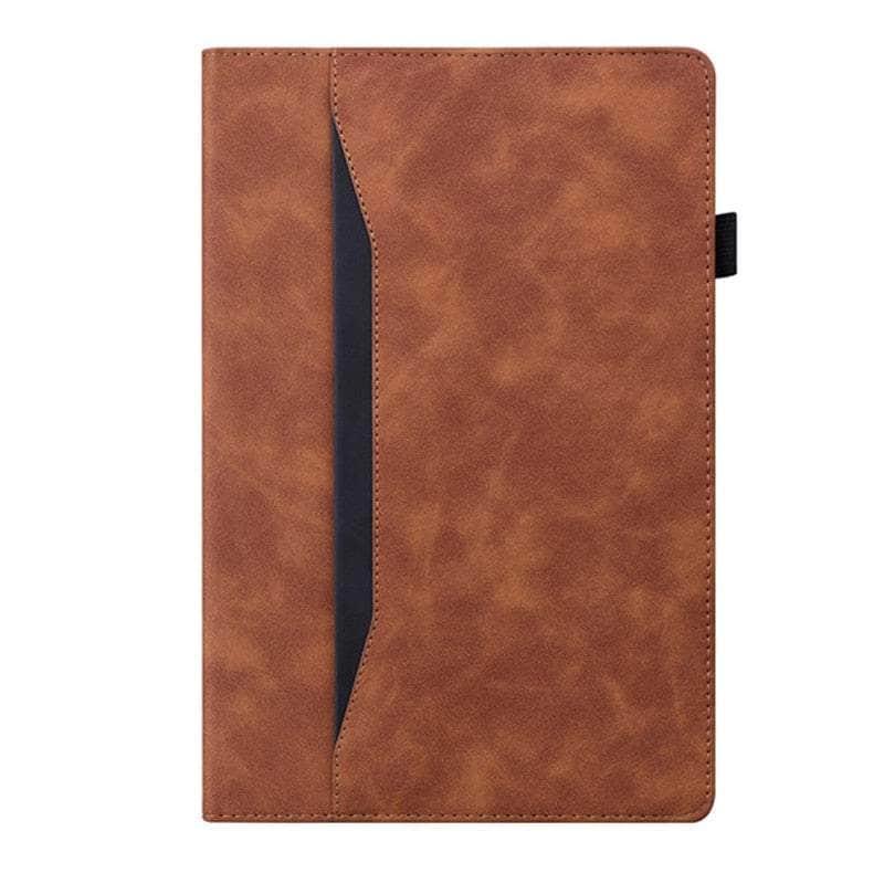 Casebuddy brown-business / S9 Plus (12.4 inch) Galaxy Tab S9 Plus Luxury Vegan Leather Wallet Stand