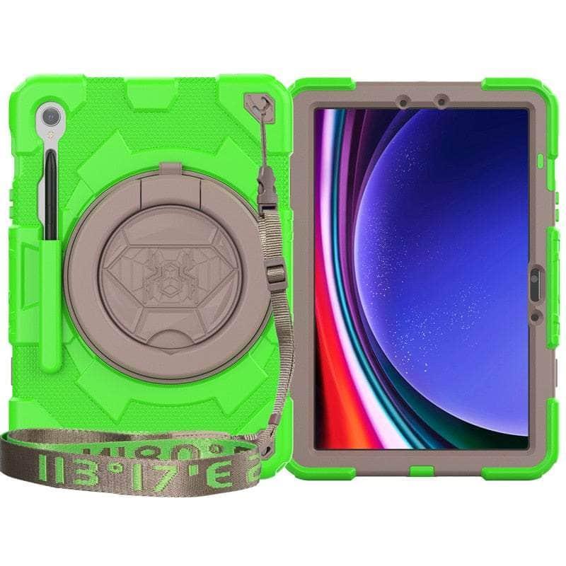 Casebuddy Green-Coffee / S9 11 inch Galaxy Tab S9 Shockproof Kids Cover
