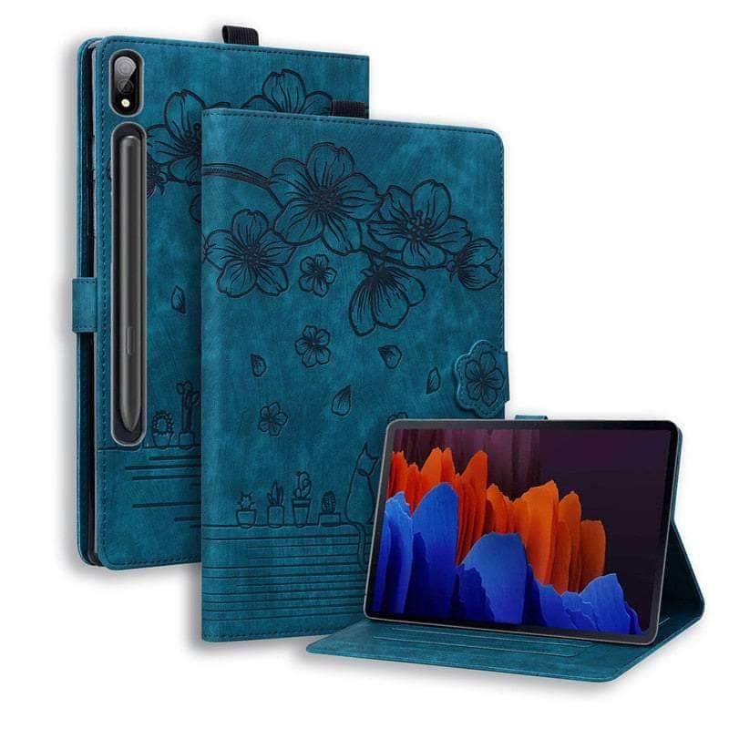 Casebuddy blue-sakura / S9 Ultra (14.6 inch) Galaxy Tab S9 Ultra Luxury Vegan Leather Wallet