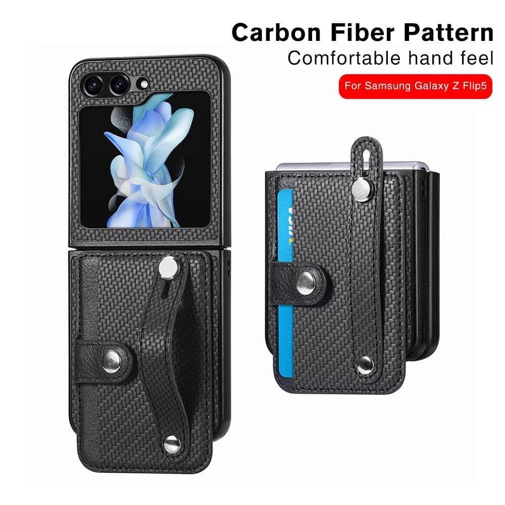 Casebuddy Galaxy Z Flip 5 Carbon Fiber Pattern Card Case