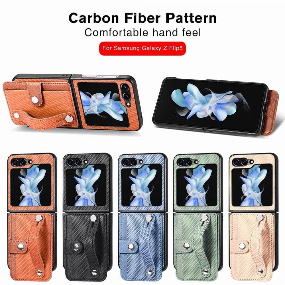 Casebuddy Galaxy Z Flip 5 Carbon Fiber Pattern Card Case
