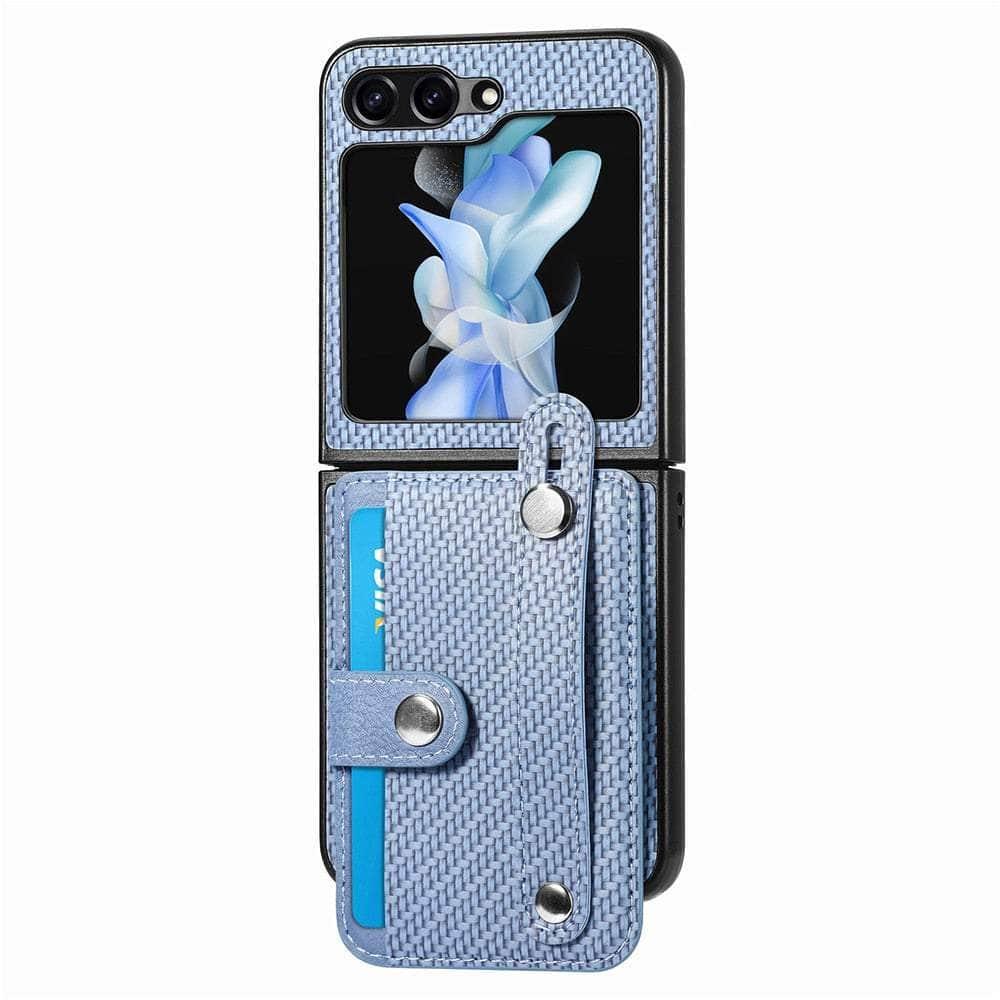 Casebuddy Blue 03 / For Samsung Z Flip5 Galaxy Z Flip 5 Carbon Fiber Pattern Card Case