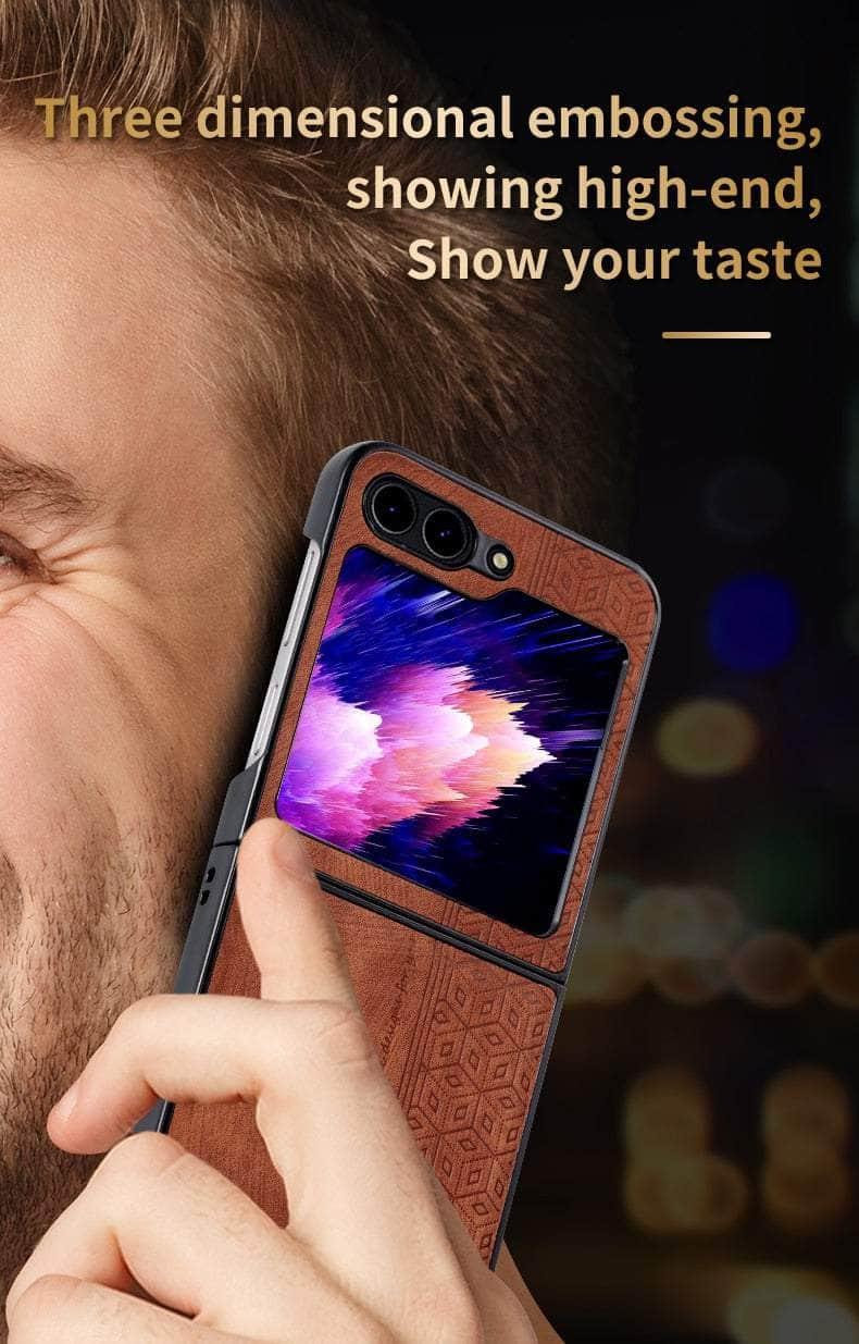 Casebuddy Galaxy Z Flip 5 Shockproof Protective Leather Cover