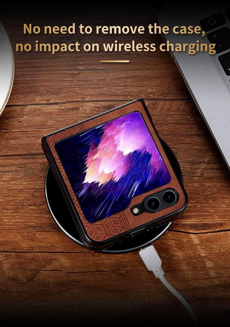 Casebuddy Galaxy Z Flip 5 Shockproof Protective Leather Cover