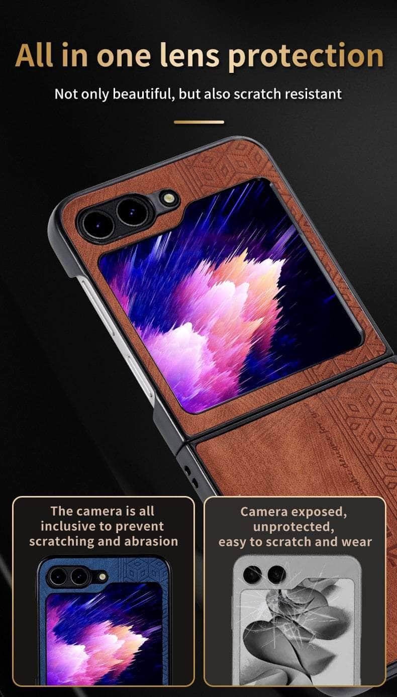 Casebuddy Galaxy Z Flip 5 Shockproof Protective Leather Cover