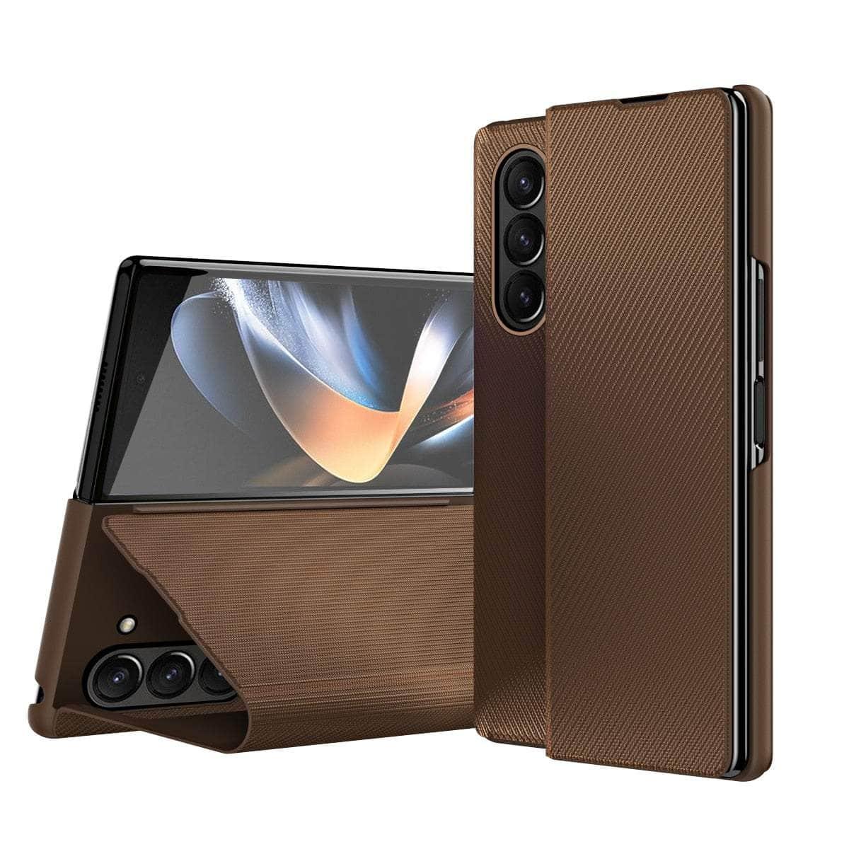 Casebuddy brown / for Galaxy Z Fold 5 Galaxy Z Fold 5 Matte Carbon Fiber Folding Cover
