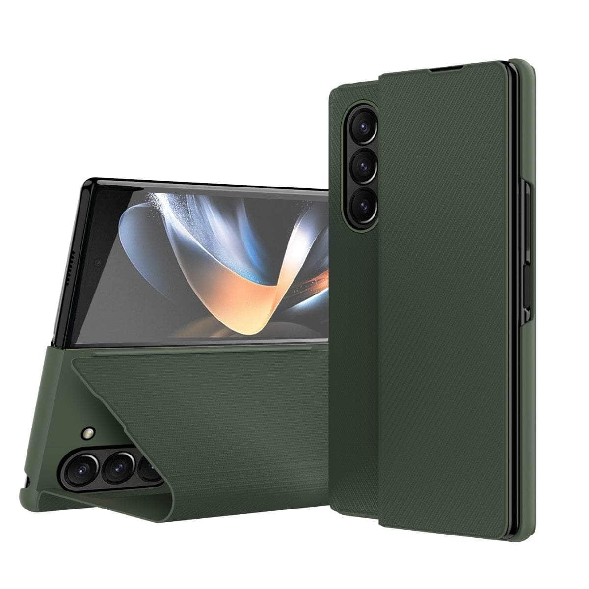 Casebuddy dark green / for Galaxy Z Fold 5 Galaxy Z Fold 5 Matte Carbon Fiber Folding Cover