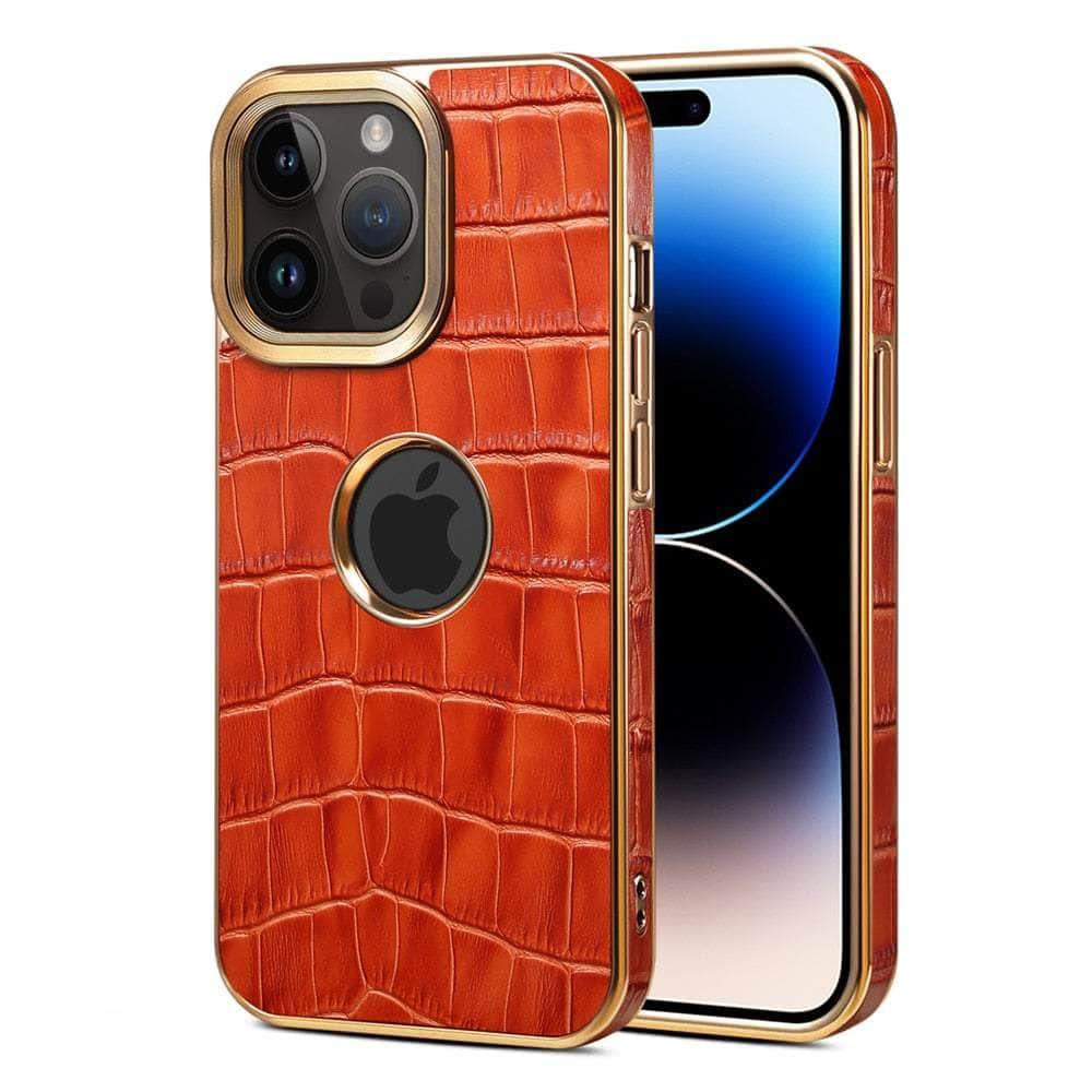Casebuddy Red / for iPhone 15 Genuine Leather iPhone 15 3D Texture Case