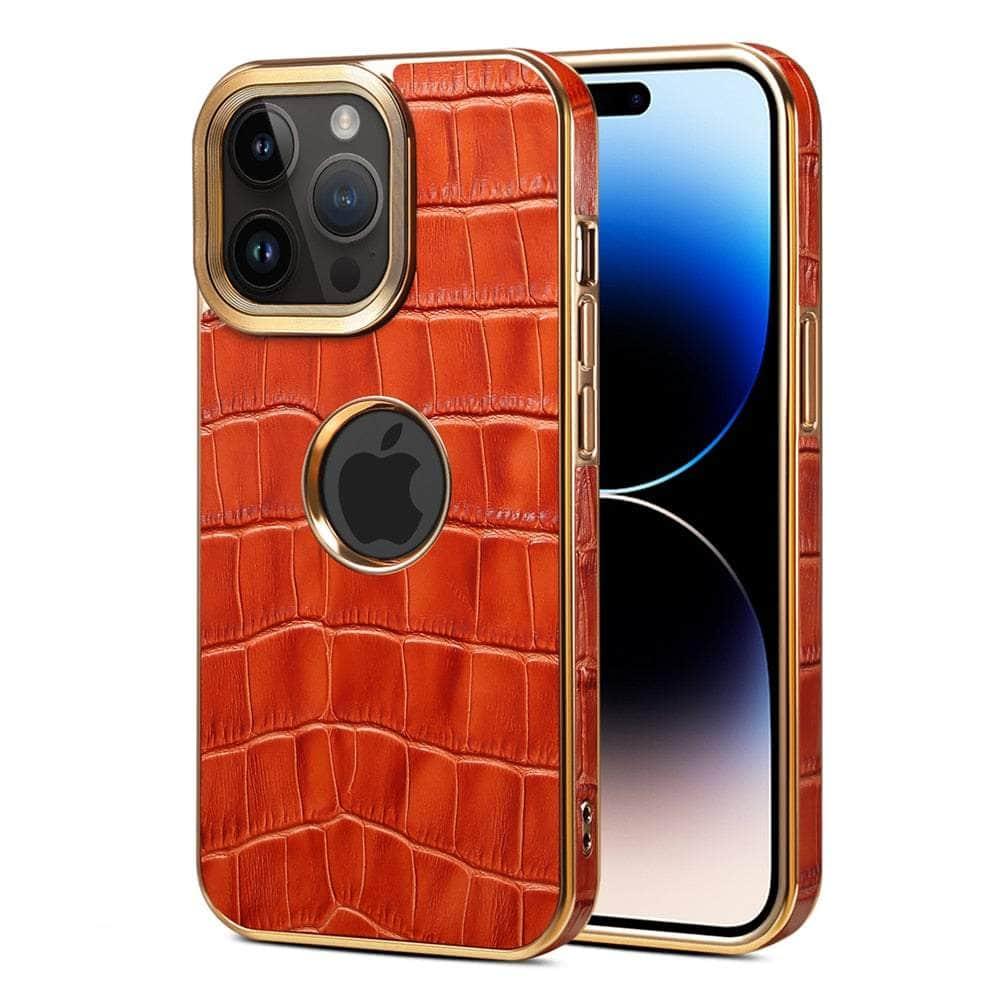 Casebuddy Red / for iPhone 15 Plus Genuine Leather iPhone 15 Plus 3D Texture Case