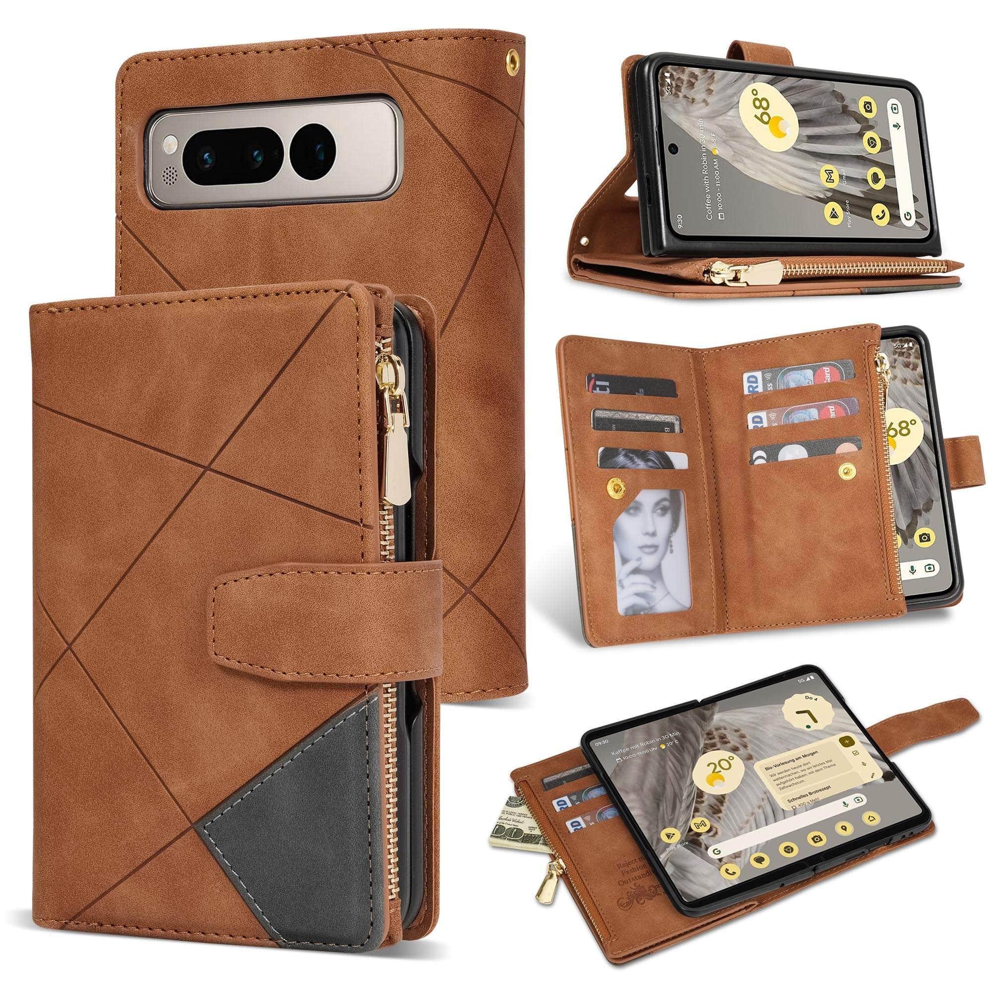 Casebuddy Brown / For Pixel Fold Google Pixel Fold Protection Wallet