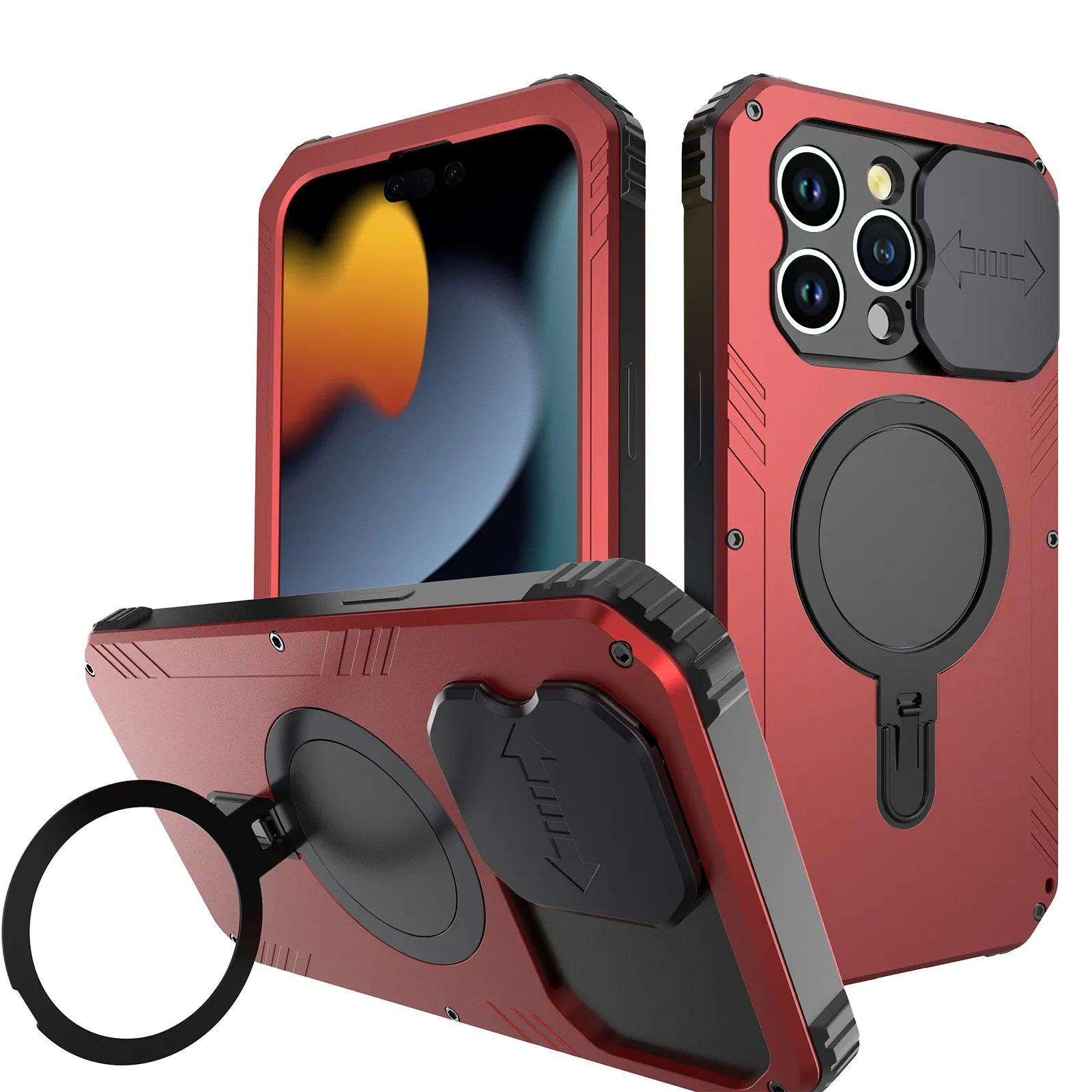Casebuddy Red / For IPhone 15 Promax Heavy Duty iPhone 15 Pro Max Ring Stand Holder Case