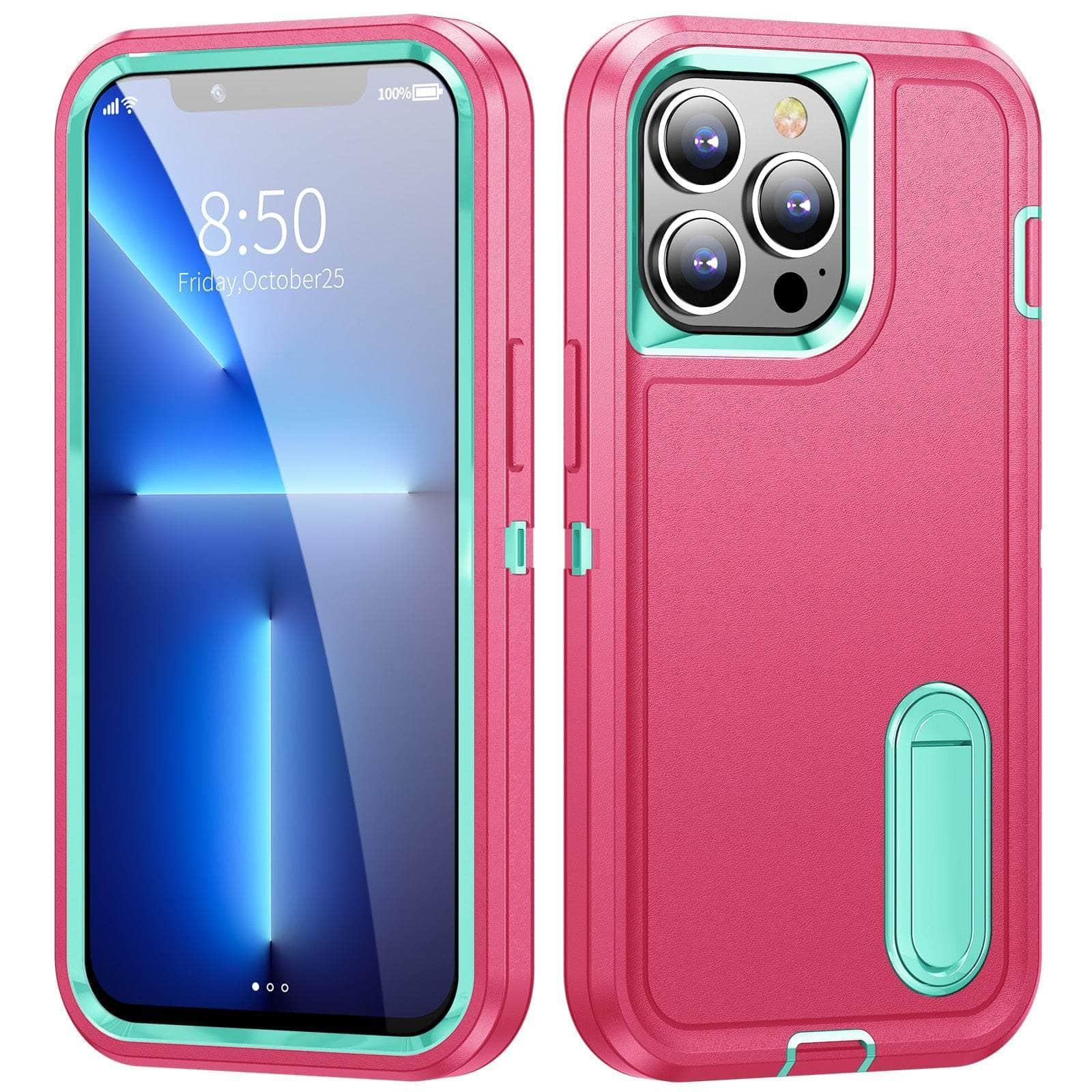 Casebuddy Rose Red-Cyan / For iPhone 15 iPhone 15 Heavy Armor Shockproof Defend Case