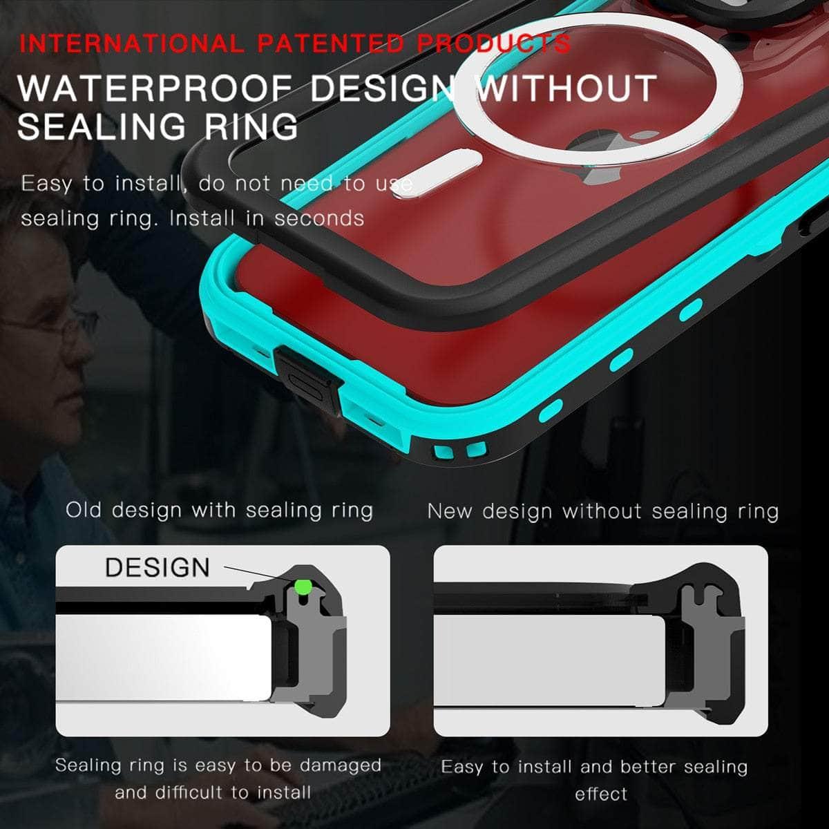 Casebuddy Black / For iPhone 15 Plus iPhone 15 Plus IP68 Waterproof Wireless MagSafe Case