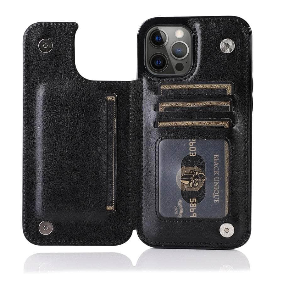 Casebuddy Black / iPhone 15 Plus iPhone 15 Plus Wallet Double Button Card Stand