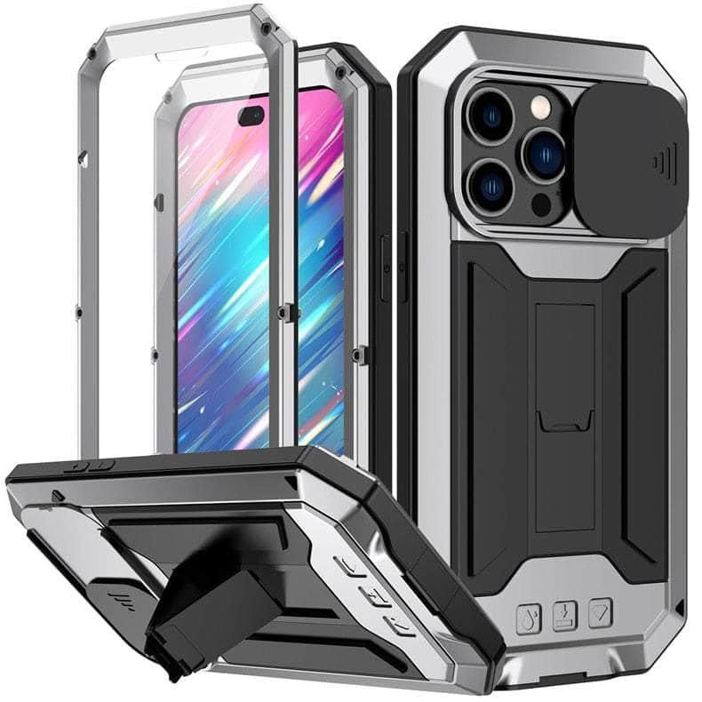 Casebuddy iPhone 15 Pro Max Full Body Rugged Armor Shockproof Metal Cover