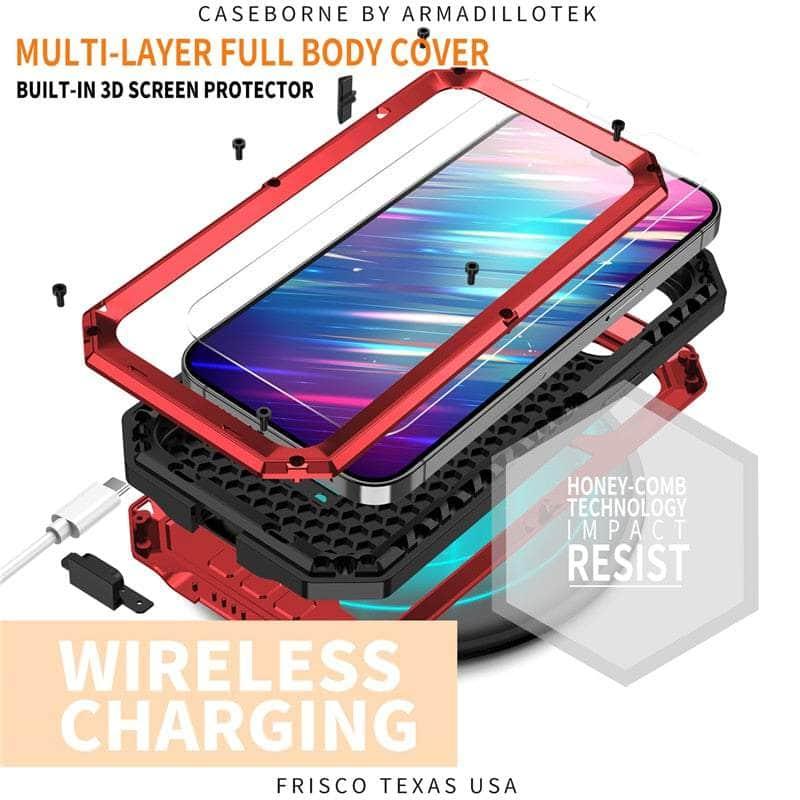 Casebuddy iPhone 15 Pro Max Full Body Rugged Armor Shockproof Metal Cover