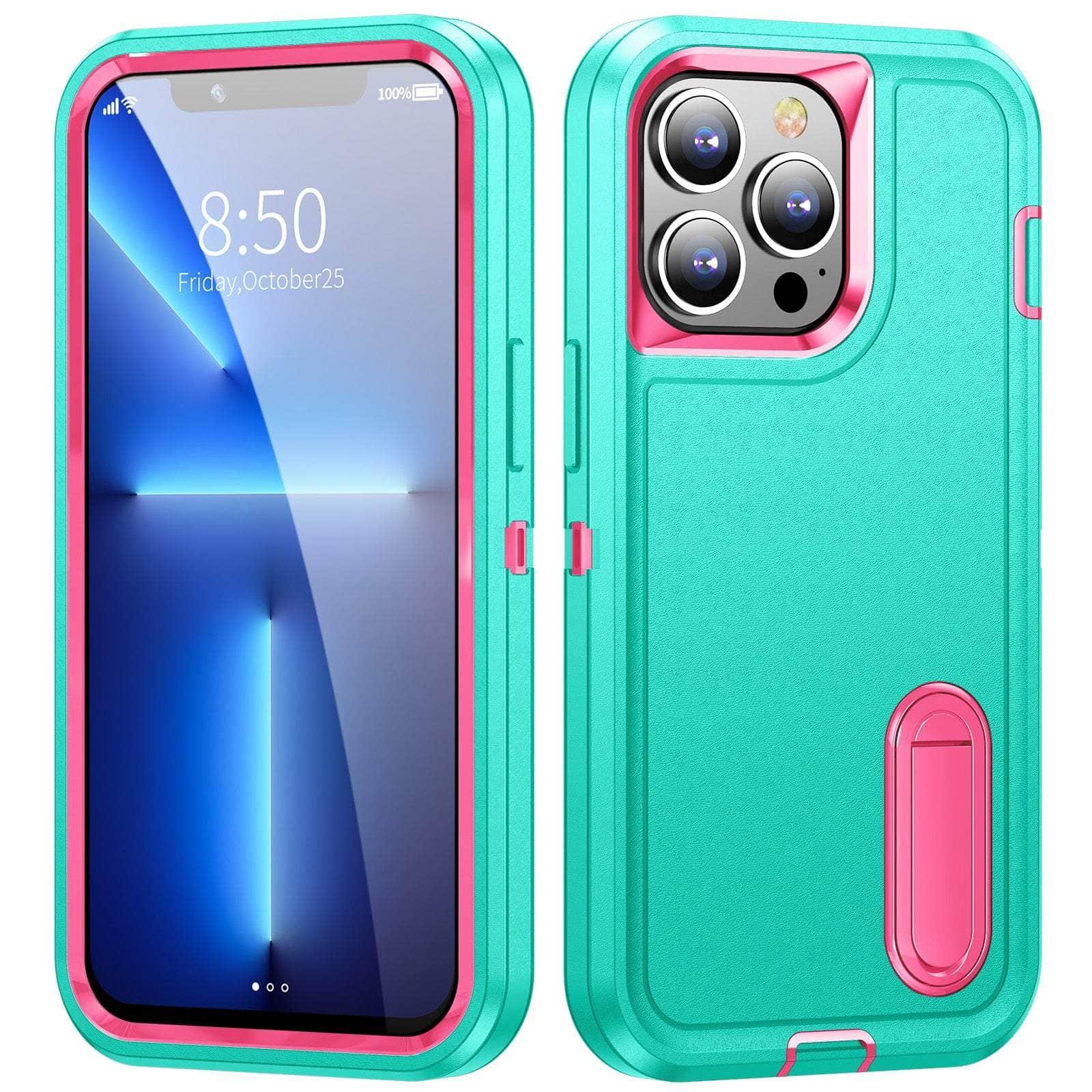 Casebuddy Cyan-Rose Red / For iPhone 15Pro Max iPhone 15 Pro Max Heavy Armor Shockproof Defend Case