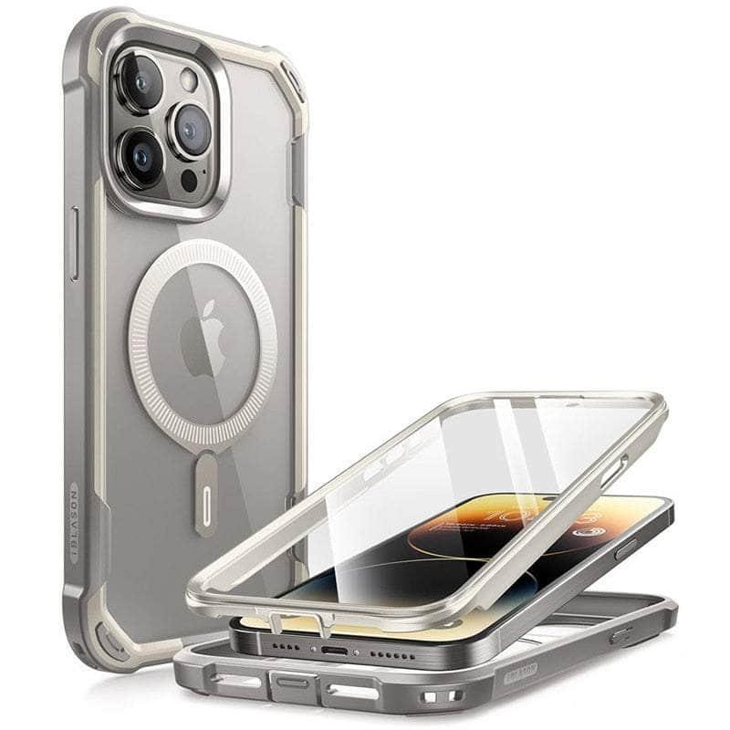 Casebuddy Gray / PC + TPU iPhone 15 Pro Max I-BLASON AresMag Shockproof MagSafe Case