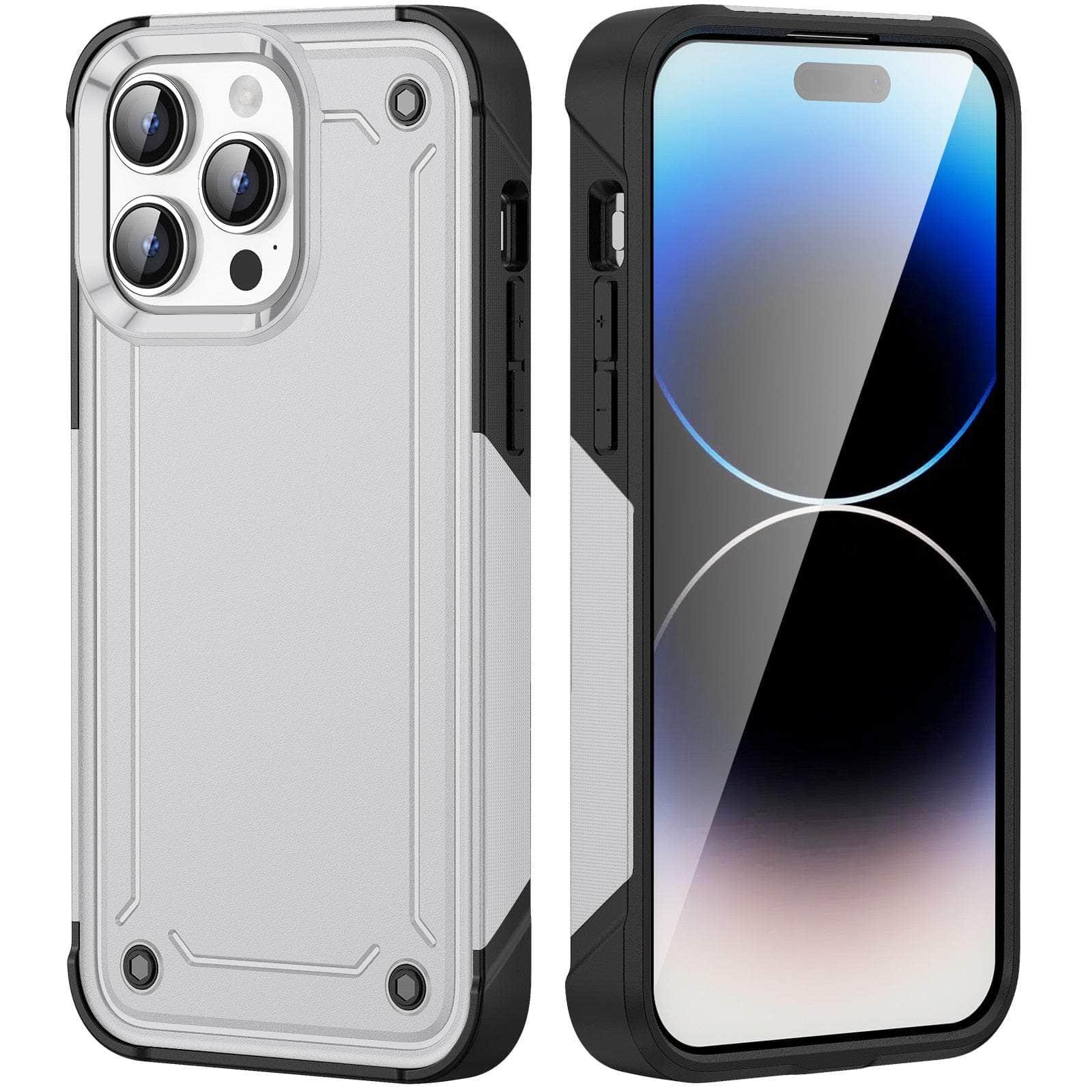 Casebuddy White-Black / For iPhone 15Pro Max iPhone 15 Pro Max Shockproof Hard Plastic TPU Bumper