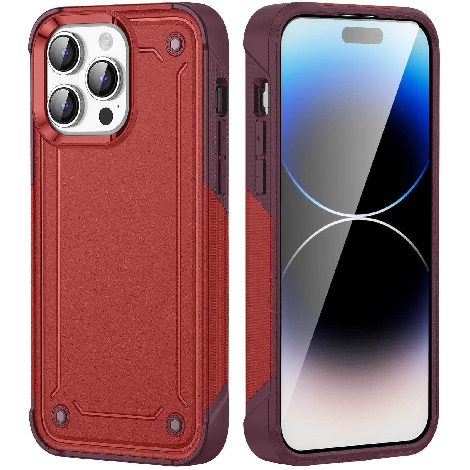 Casebuddy Red-Rose Red / For iPhone 15Pro Max iPhone 15 Pro Max Shockproof Hard Plastic TPU Bumper