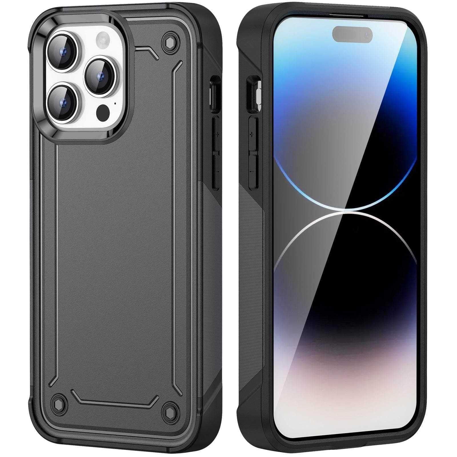 Casebuddy Gray-Black / For iPhone 15Pro Max iPhone 15 Pro Max Shockproof Hard Plastic TPU Bumper