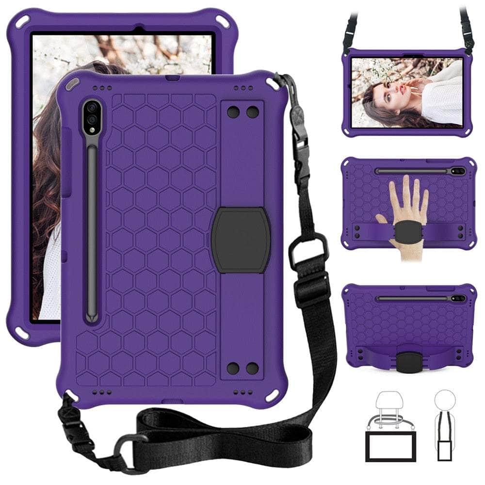 Casebuddy Purple / S9 11 2023 X710 Kids Shoulder Strap Galaxy Tab S9 2023 EVA Case