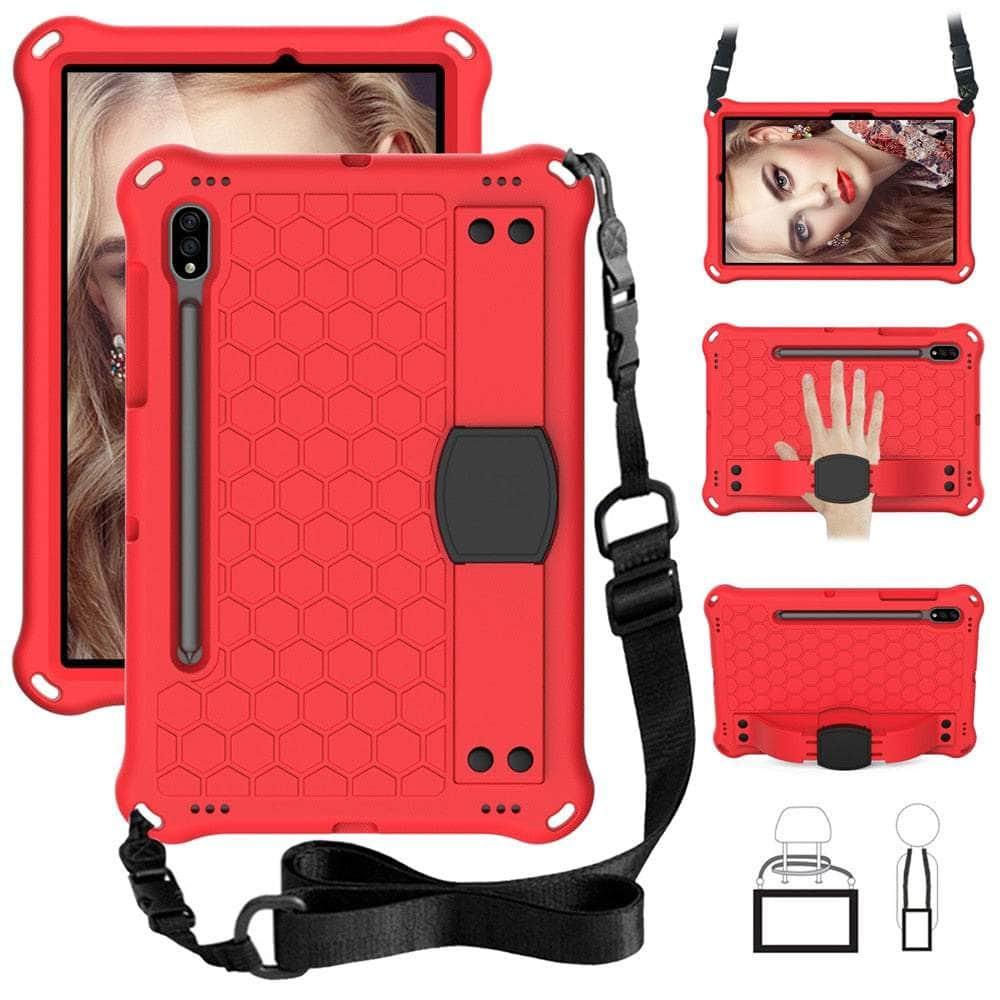 Casebuddy Red / S9 11 2023 X710 Kids Shoulder Strap Galaxy Tab S9 2023 EVA Case
