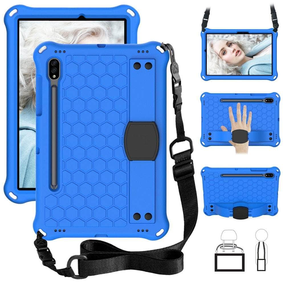 Casebuddy Blue / S9 11 2023 X710 Kids Shoulder Strap Galaxy Tab S9 2023 EVA Case