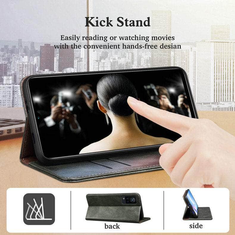 Casebuddy Luxury Galaxy A14 Vegan Leather Magnet Book