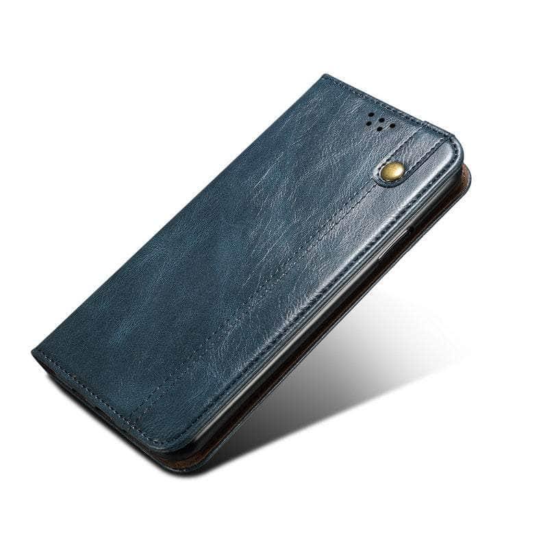 Casebuddy Blue / A34 5G Luxury Galaxy A34 Vegan Leather Magnet Book