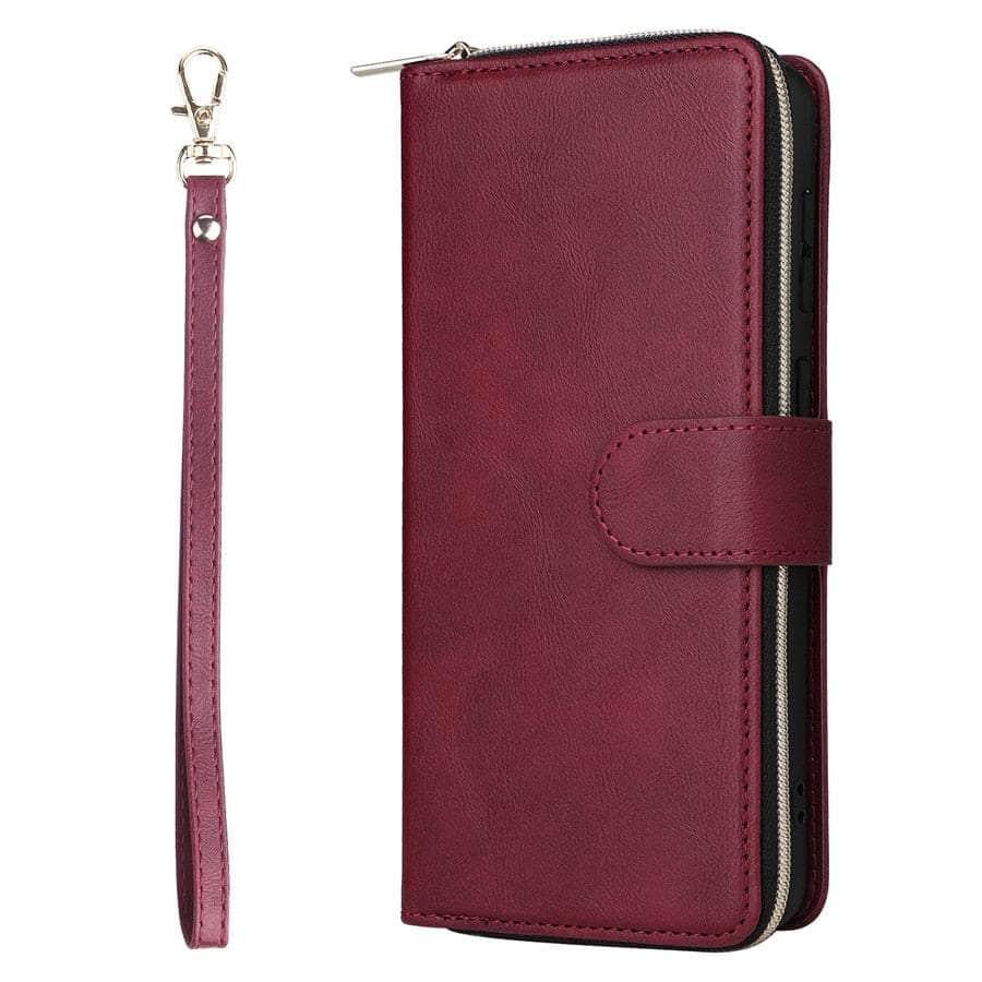 Casebuddy Wine / Galaxy A34 Luxury Galaxy A34 Wallet 9-Card Leather Case
