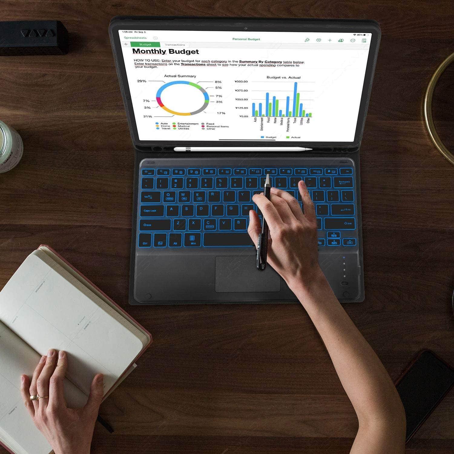 Casebuddy Black / Tab S9 11-inch Magic Galaxy S9 Touchpad Backlit Keyboard Case