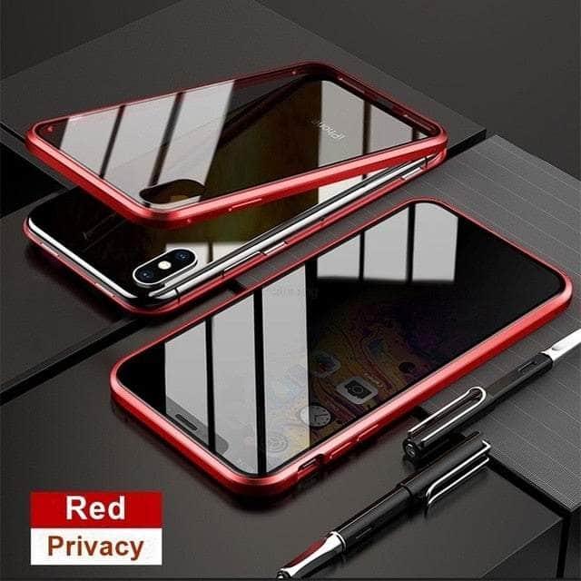 Casebuddy Red / For iphone 15 Magnetic Tempered iPhone 15 Glass Privacy Case