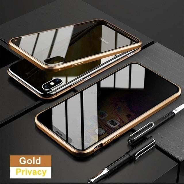 Casebuddy Gold / For iphone 15 Magnetic Tempered iPhone 15 Glass Privacy Case
