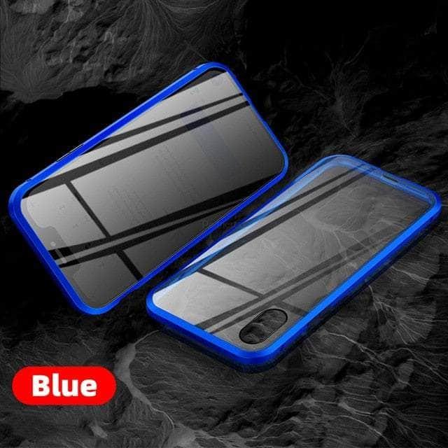 Casebuddy Blue / For iphone 15 Magnetic Tempered iPhone 15 Glass Privacy Case