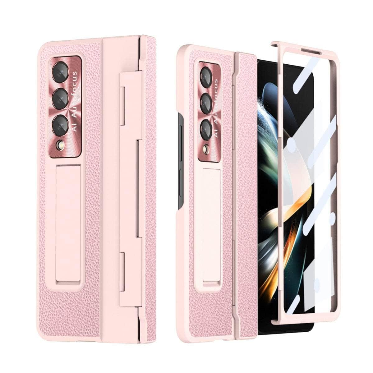Casebuddy Pink / For Z Fold 5 2023 Plating Galaxy Z Fold 5 Glass Protection Cover