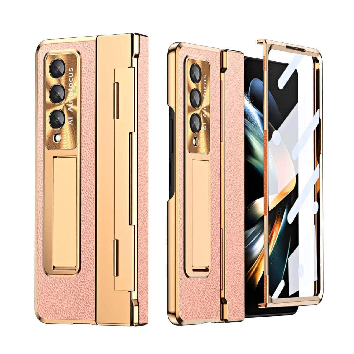 Casebuddy pink gold / For Z Fold 5 2023 Plating Galaxy Z Fold 5 Glass Protection Cover