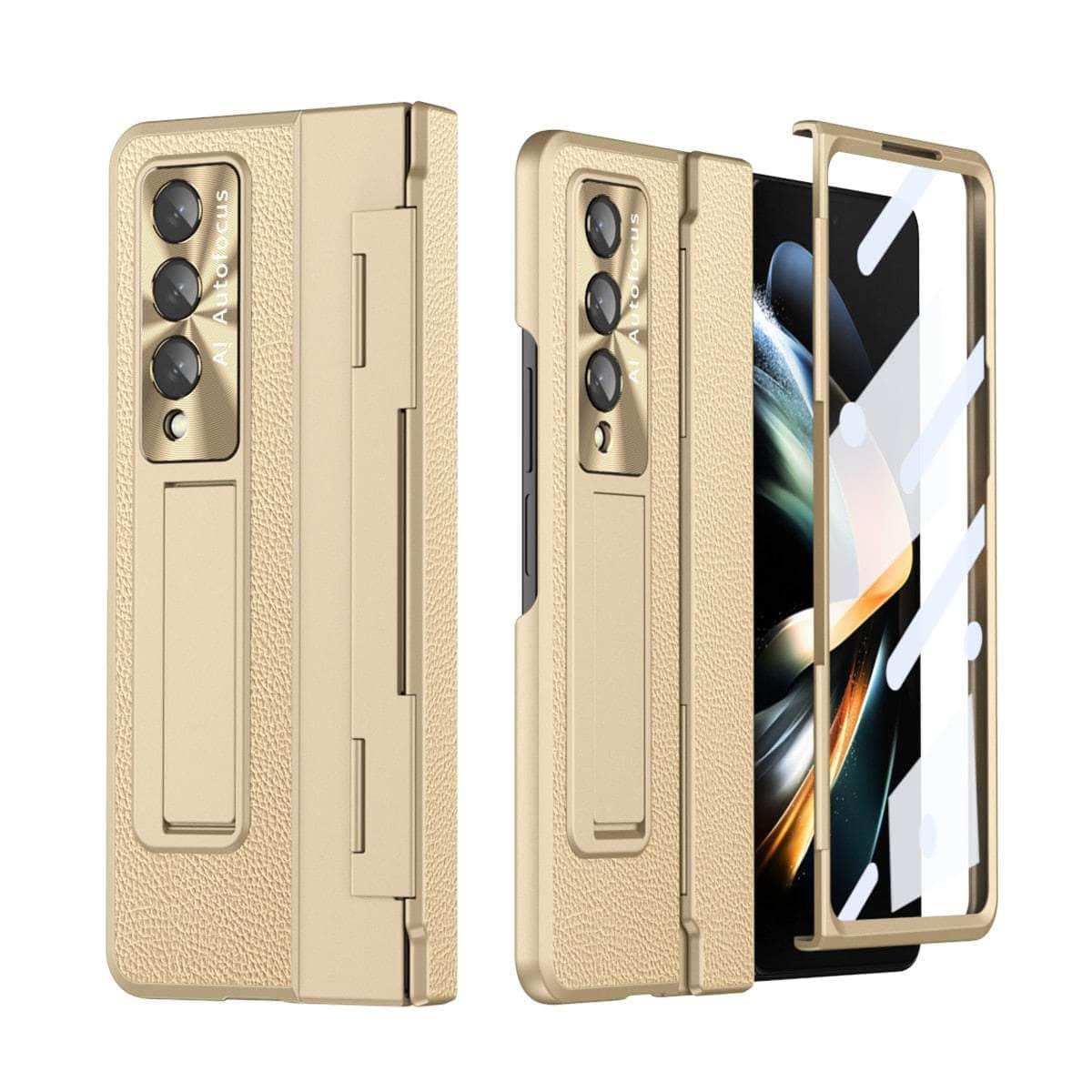 Casebuddy Gold / For Z Fold 5 2023 Plating Galaxy Z Fold 5 Glass Protection Cover