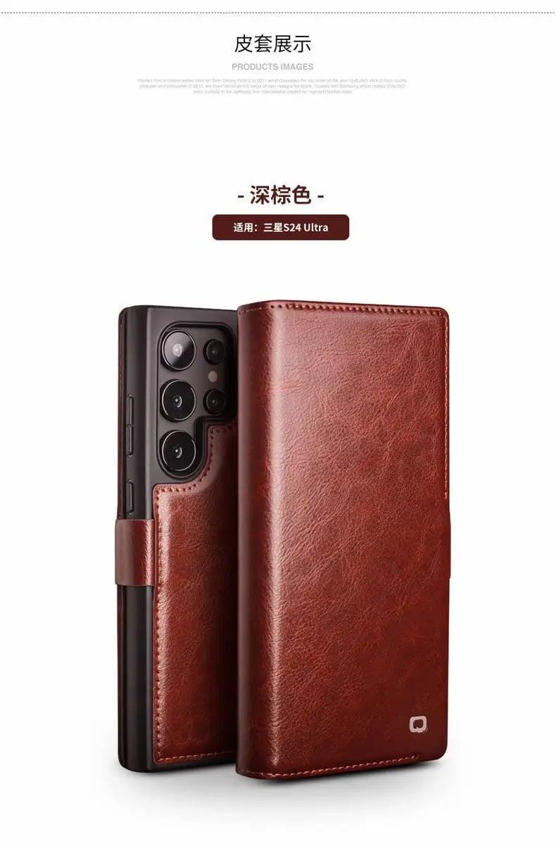 Casebuddy Qialino Galaxy S24 Ultra Genuine Leather Wallet Case